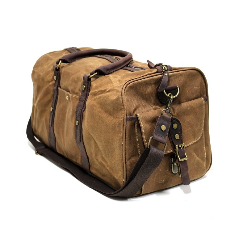 Waxed Canvas and Leather Travel Duffel Overnighter Weather Proof Bag